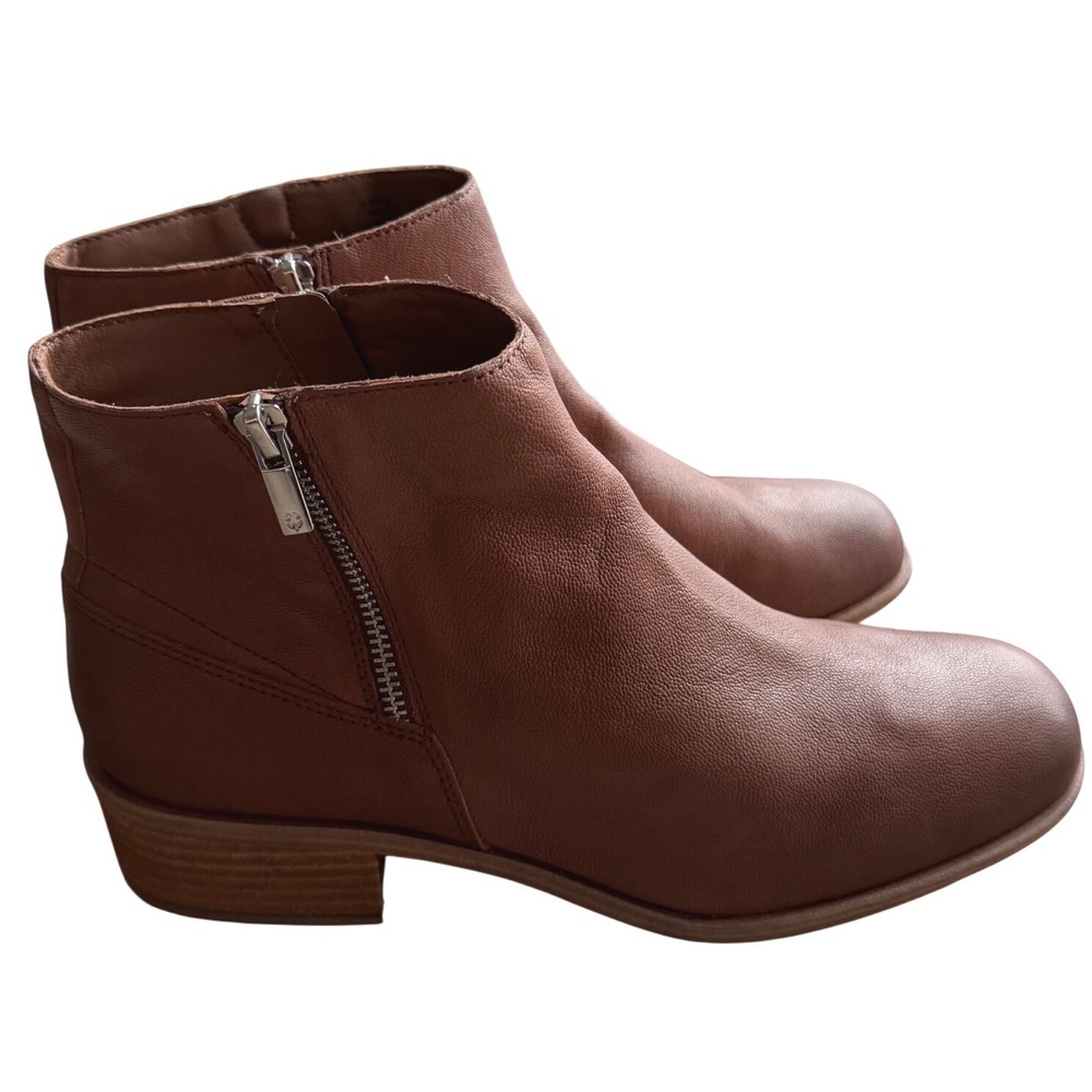 Lucky Brand Baelee Brown Leather Ankle Boots Size 11 Round Toe Side‎ Zip NEW